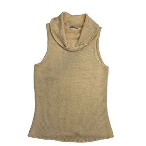 White + Warren Sweater Chunky Turtle Neck Sleeveless Yellow Size MED Slouchy